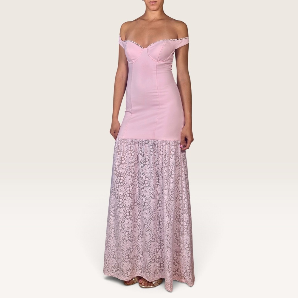 Runaway The Label Shayla Off Shoulder Maxi Dress Musk Pink Small NWT Coquette